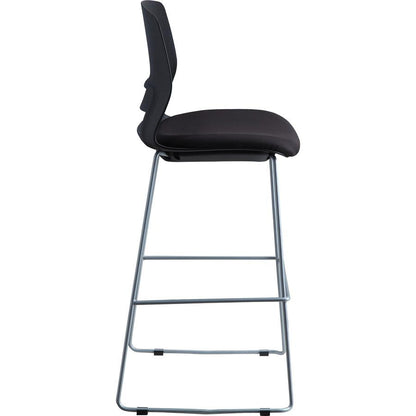 Lorell Arctic Series Bar Stools - Black Fabric, Foam Seat - Black Back - 2 / Carton