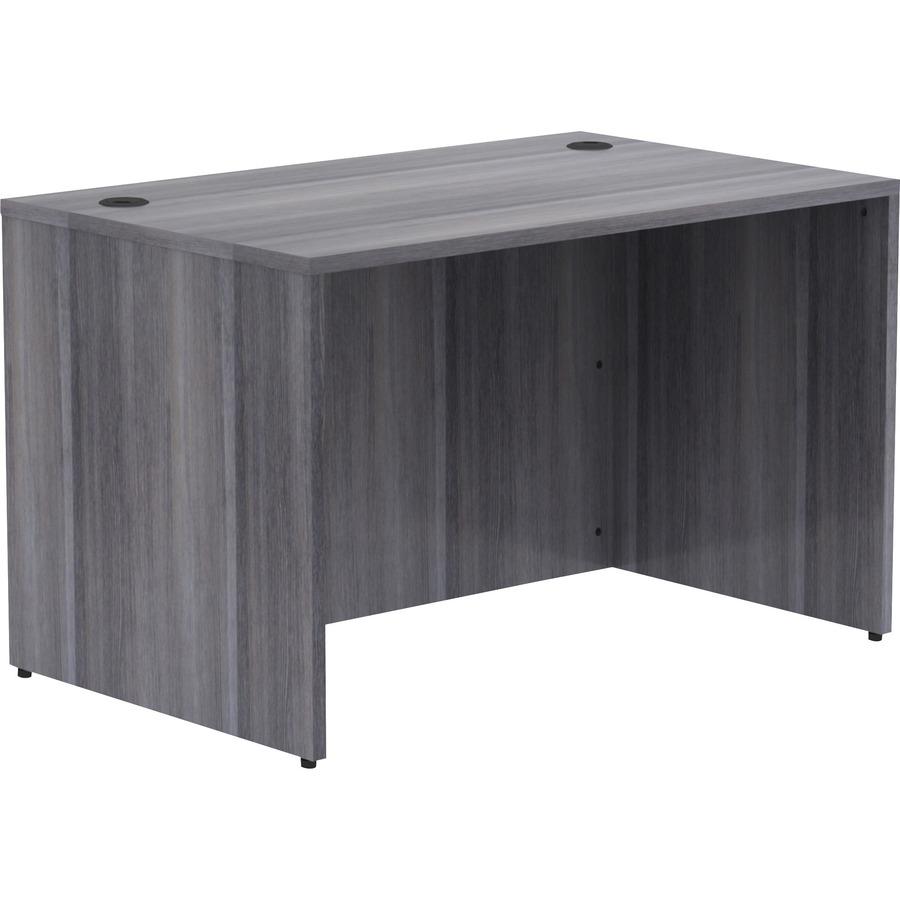 Lorell Essentials Series Rectangular Desk Shell - 48" x 30"29.5" , 1" Top - Laminate, Weathered Charcoal Table Top - Grommet