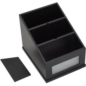 Victor Midnight Black Multi-Use Storage Caddy with Adjustable Compartment - 4 Compartment(s) - 6.50" - 4.9" Height x 4.6" Width%Desktop - Non-slip Feet - Black - Rubber, Frosted Glass, Wood - 1 Each