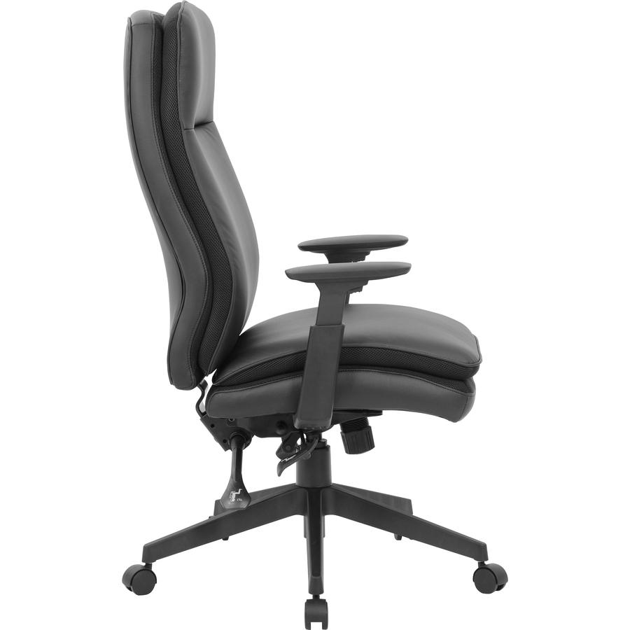 Lorell Soft High-back Executive Office Chair - Black Vinyl Seat - Black Vinyl Back - Black Frame - High Back - 5-star Base - Armrest - 1 Each