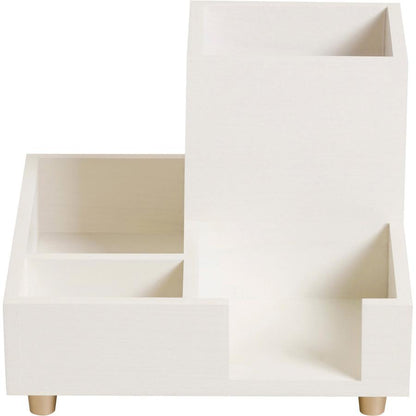 U Brands Juliet Collection Compartment Cup - 4 Compartment(s) - 4.5" Height x 6" Width x 6" DepthDesktop, Tabletop - White - Pine Wood, Brass - 1 Each