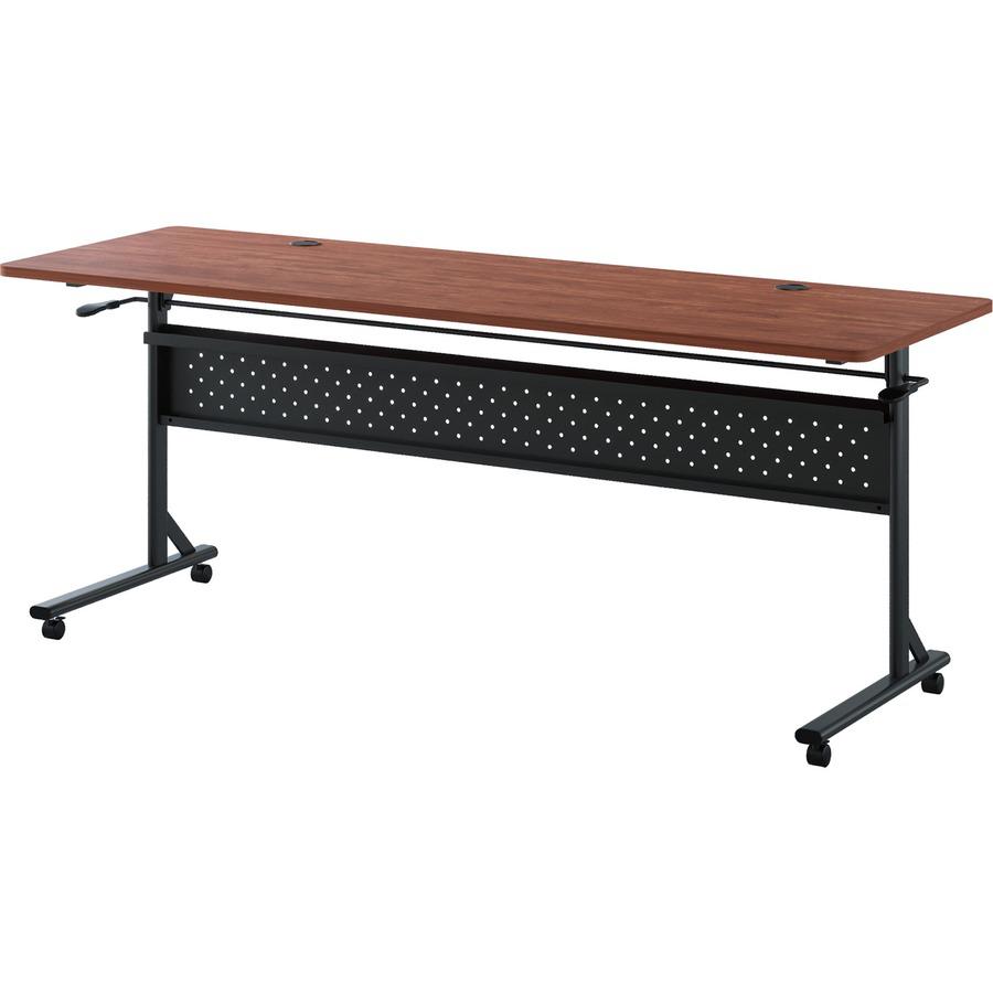 Lorell Shift 2.0 Flip and Nesting Mobile Table - Laminated Rectangle Top - 72" Table Top Length x 24" Table Top Width x 1" Table Top Thickness - 29.50" HeightAssembly Required - Cherry - 1 Each