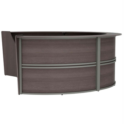 Linea Italia 4-Unit Curved Reception Desk - 11.8 ft x 107" x 46" - Material: Thermofused Laminate (TFL) - Finish: Mocha