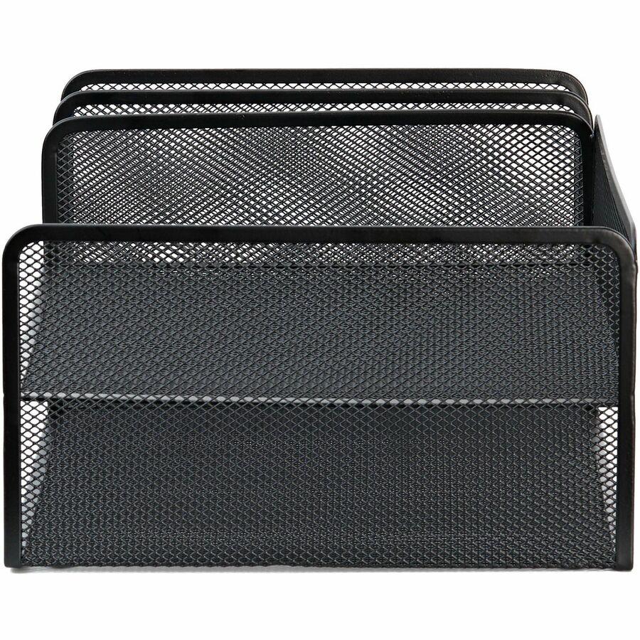 Lorell 4-Tier File Organizer - 4 Tier(s) - Horizontal/VerticalDesktop - Black - Steel Mesh - 1 Each