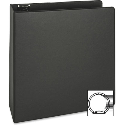 Business Source Basic Round-ring Binder - 3" Binder Capacity - Letter - 8 1/2" x 11" Sheet Size - 3 x Round Ring Fastener(s) - Inside Front & Back Pocket(s) - Vinyl - Black - 1.20 lb - Exposed Rivet,