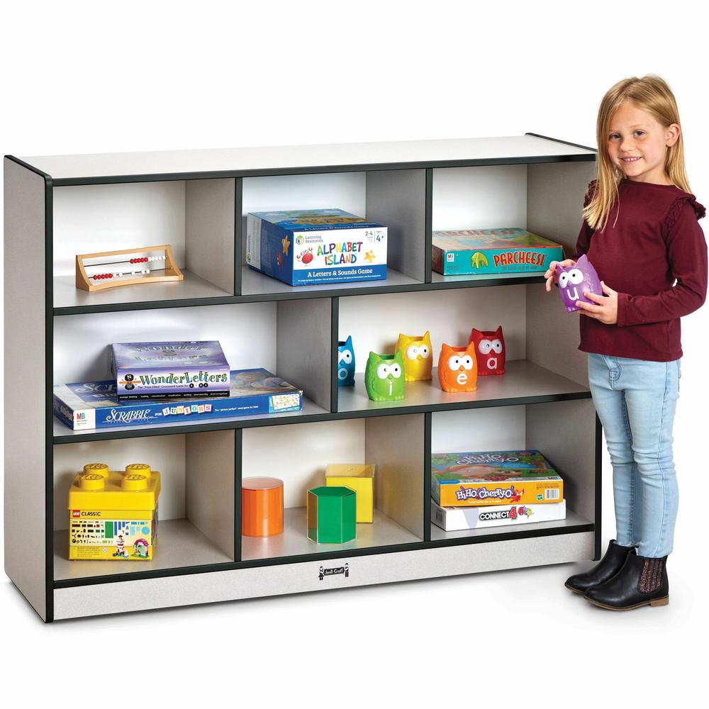 Jonti-Craft Rainbow Accents Super-size Mobile Storage - 35.5" Height x 48" Width x 15" Depth - Durable, Laminated - Black - Hard Rubber - 1 Each