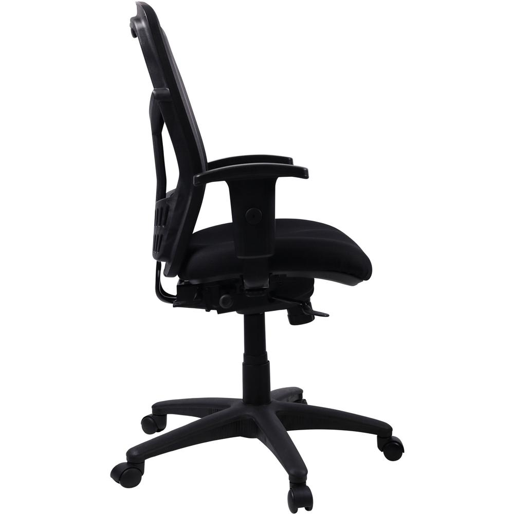 Lorell Executive Mesh High-back Swivel Chair - Black Fabric Seat - Steel Frame - Black - 1 Each