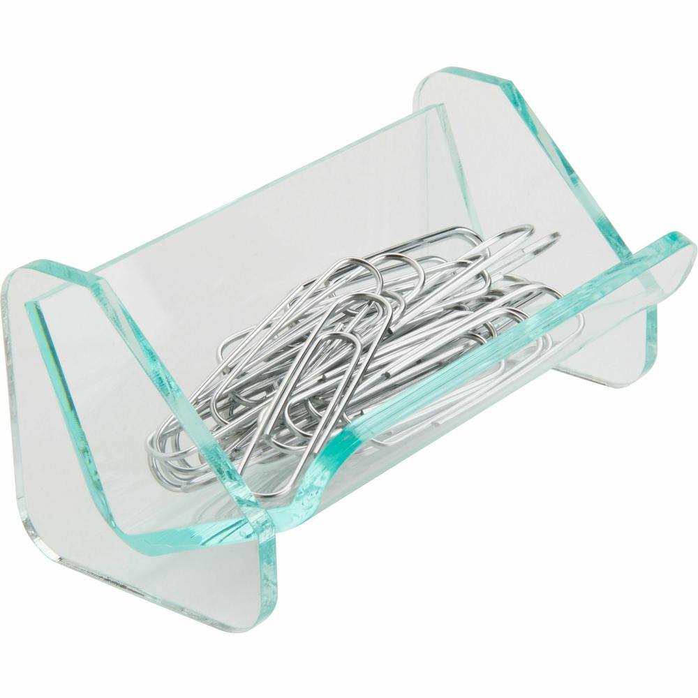 Lorell Paper Clip Holder - Acrylic - 1 Each - Green, Transparent