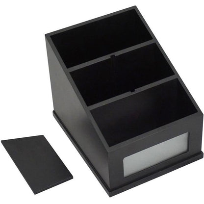 Victor Midnight Black Multi-Use Storage Caddy with Adjustable Compartment - 4 Compartment(s) - 6.50" - 4.9" Height x 4.6" Width%Desktop - Non-slip Feet - Black - Rubber, Frosted Glass, Wood - 1 Each