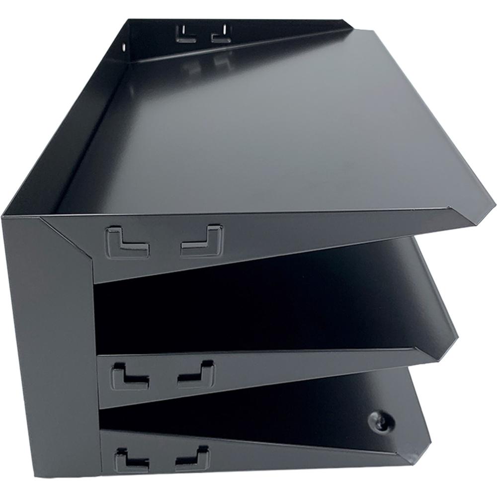 Huron Horizontal Slots Desk Organizer - 6 Compartment(s) - Horizontal - 6" Height x 12" Width x 8.8" Depth - Durable - Black - Steel - 1 Each