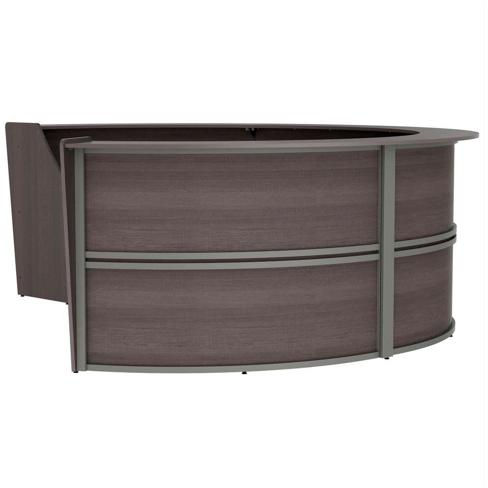 Linea Italia 4-Unit Curved Reception Desk - 11.8 ft x 107" x 46" - Material: Thermofused Laminate (TFL) - Finish: Mocha