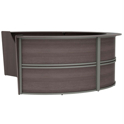 Linea Italia 4-Unit Curved Reception Desk - 11.8 ft x 107" x 46" - Material: Thermofused Laminate (TFL) - Finish: Mocha