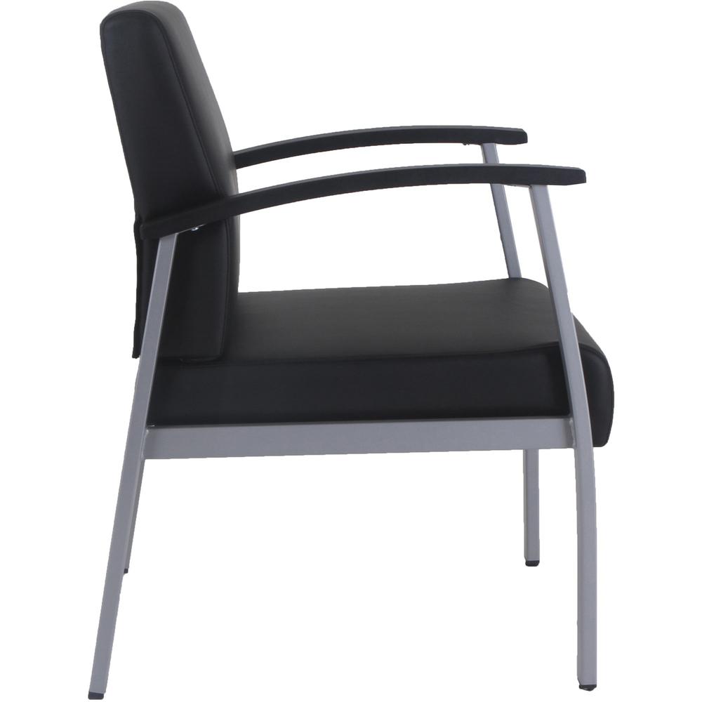 Lorell Mid-Back Healthcare Guest Chair - Vinyl Seat - Vinyl Back - Powder Coated Silver Steel Frame - Mid Back - Four-legged Base - Black - Armrest - 1 Each