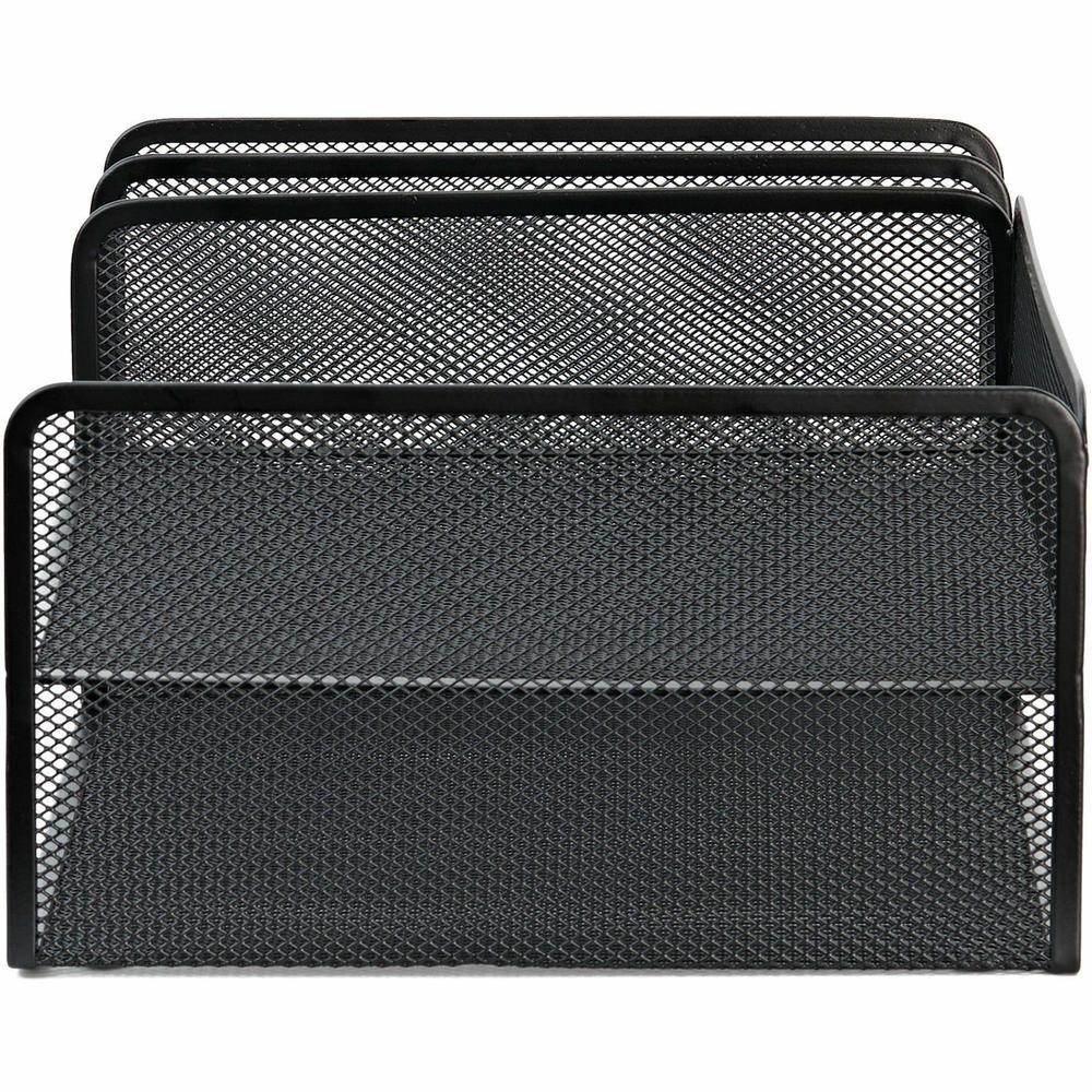 Lorell 4-Tier File Organizer - 4 Tier(s) - Horizontal/VerticalDesktop - Black - Steel Mesh - 1 Each