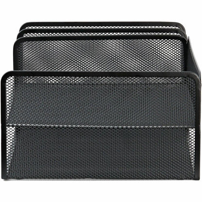 Lorell 4-Tier File Organizer - 4 Tier(s) - Horizontal/VerticalDesktop - Black - Steel Mesh - 1 Each