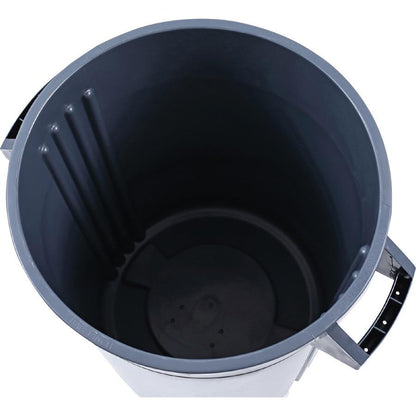 Genuine Joe Heavy-Duty Trash Container - 32 gal Capacity - Side Handle, Venting Channel - Plastic - Gray - 6 / Carton