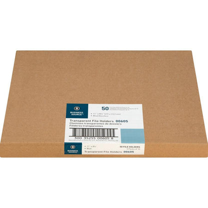 Business Source Letter File Sleeve - 8 1/2" x 11" - 20 Sheet Capacity - Blue - 50 / Box