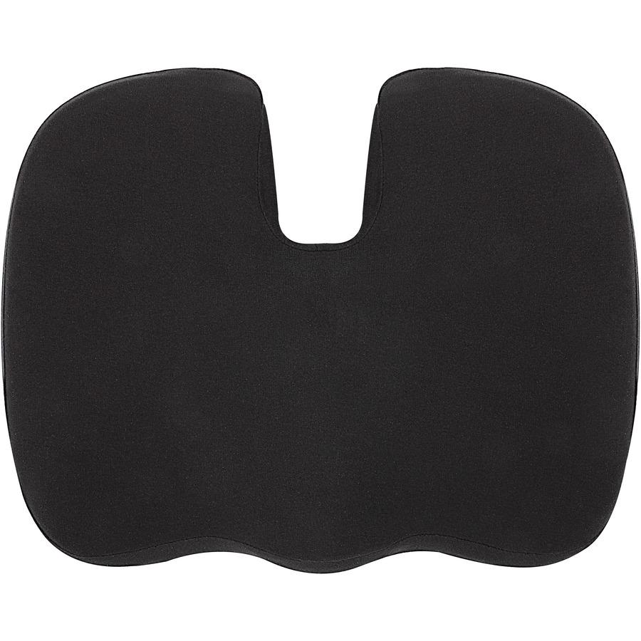 Lorell Butterfly-Shaped Seat Cushion - 17.50" x 15.50" - Fabric, Memory Foam, Silicone - Butterfly - Comfortable, Ergonomic Design, Durable, Machine Washable, Zippered, Anti-slip - Black - 1Each