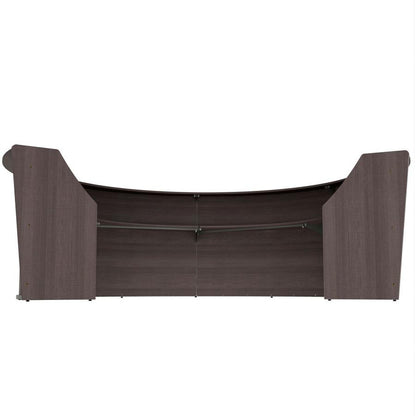 Linea Italia 4-Unit Curved Reception Desk - 11.8 ft x 107" x 46" - Material: Thermofused Laminate (TFL) - Finish: Mocha