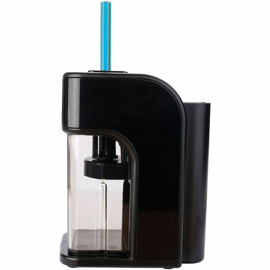 Business Source Electric Pencil Sharpener - Helical - AC Adapter, DC Adapter Powered - Black - 1 Each