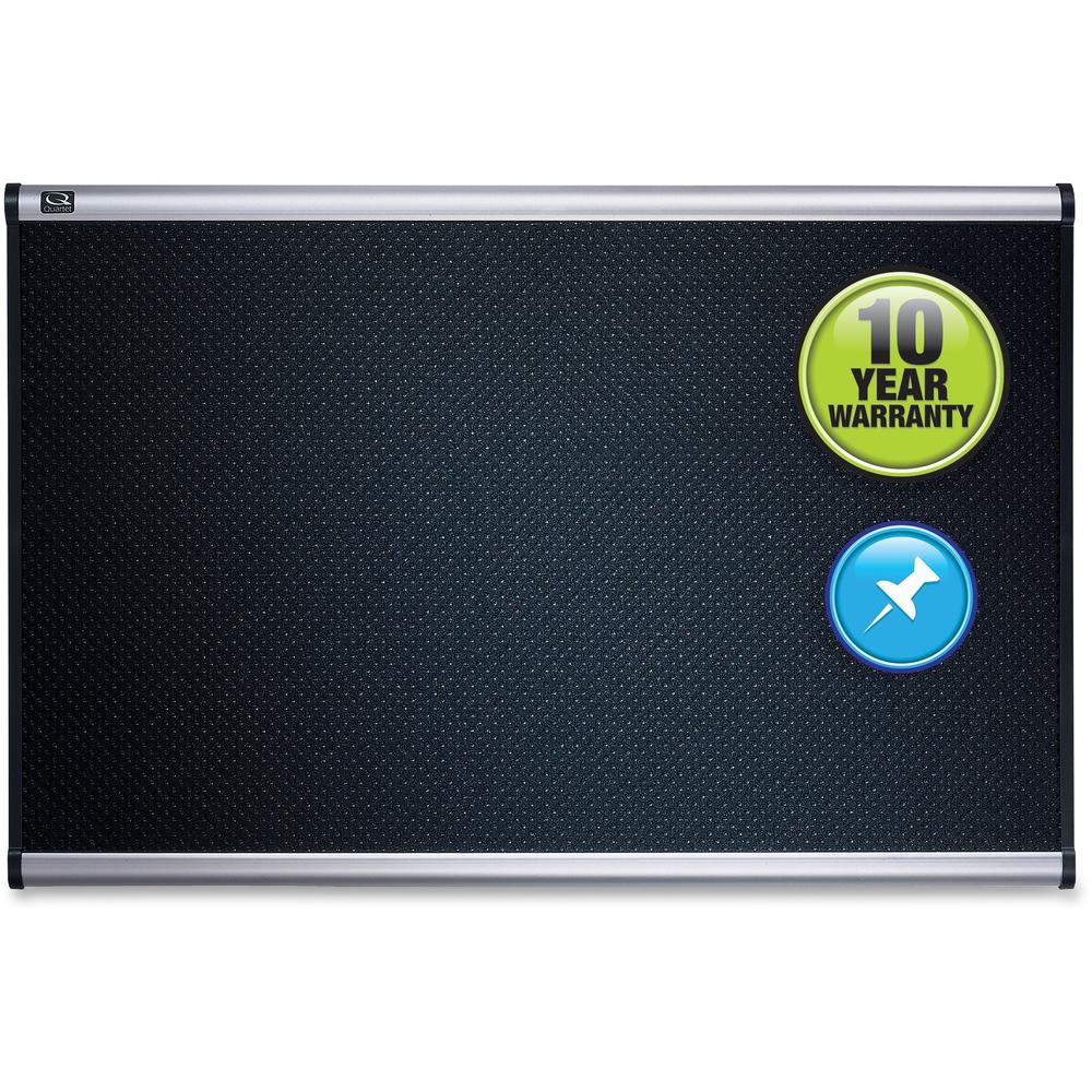 Quartet Prestige Embossed Bulletin Board - 24" Height x 36" Width - Black Foam Surface - Self-healing - Silver Aluminum Frame - 1 Each
