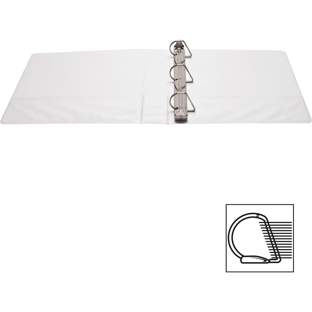 Business Source Basic D-Ring View Binder - 1 1/2" Binder Capacity - Letter - 8 1/2" x 11" Sheet Size - 375 Sheet Capacity - 3 x D-Ring Fastener(s) - Polypropylene, Chipboard - White - 1.12 lb - Clear