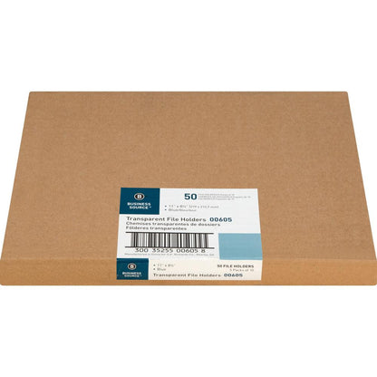 Business Source Letter File Sleeve - 8 1/2" x 11" - 20 Sheet Capacity - Blue - 50 / Box