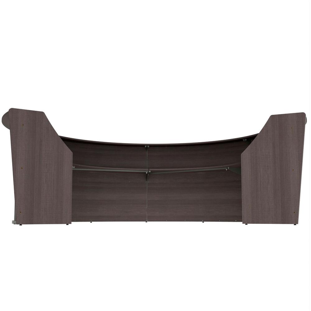 Linea Italia 4-Unit Curved Reception Desk - 11.8 ft x 107" x 46" - Material: Thermofused Laminate (TFL) - Finish: Mocha