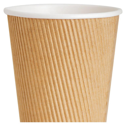Genuine Joe 10 oz Rippled Hot Cups - 25.0 / Pack - 5 / Bundle - Brown - Hot Drink, Beverage