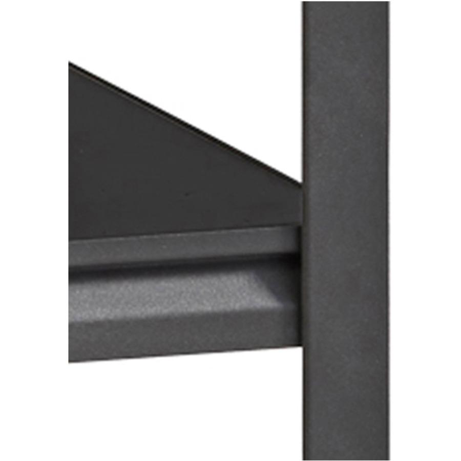Lorell Iron Horse 3200 lb Capacity Riveted Shelving - 4 Shelf(ves) - 60" Height x 36" Width x 18" Depth - 30% Recycled - Black - Steel, Laminate - 1 Each