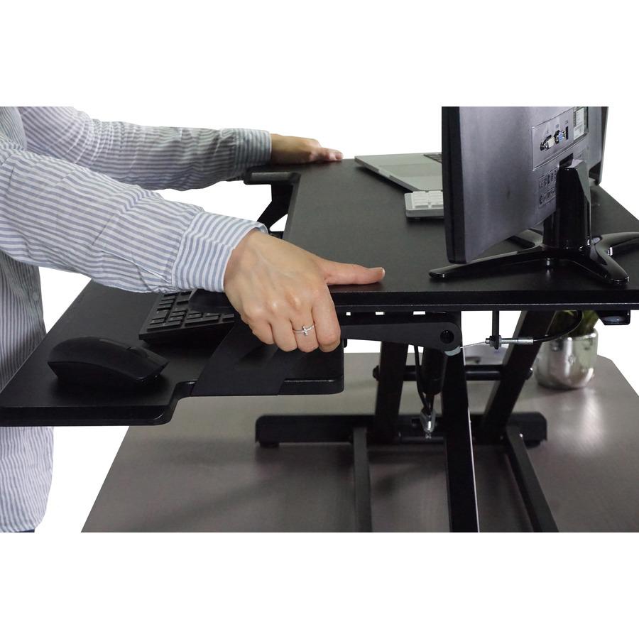 Victor High Rise Height Adjustable Compact Standing Desk with Keyboard Tray - 19" Height x 32.5" Width x 18" Depth - Standing Desk Converter - Compact for 24" Standard Desk or Table - Wood, Laminate,