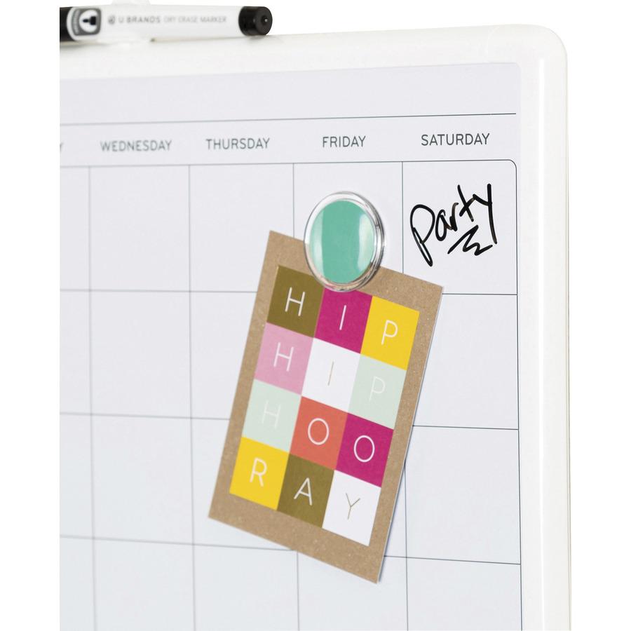 U Brands Magnetic Dry Erase Board - 14.7" Height x 14" Width - White Painted Steel Surface - Square - Horizontal/Vertical - 1 Each