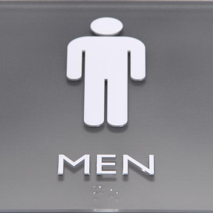 Lorell Men's Restroom Sign - 1 Each - Men, Toilette Men Print/Message - 8" Width x 8" Height - Square Shape - Surface-mountable - Easy Readability, Injection-molded - Restroom, Architectural - Plastic