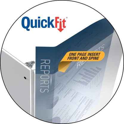 QuickFit Round Ring Unique Binder - 1 1/2" Binder Capacity - Letter - 8 1/2" x 11" Sheet Size - 275 Sheet Capacity - 1.50" Ring - Round Ring Fastener(s) - 2 Internal Pocket(s) - Vinyl - White - Recycl