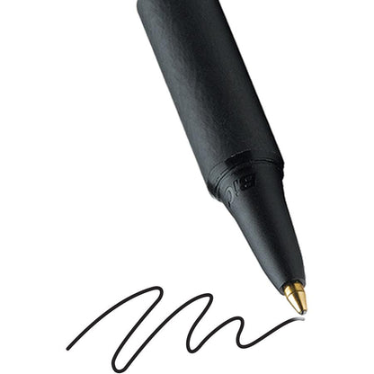 BIC SoftFeel Retractable Ball Pens - Fine Pen Point - Retractable - Black - Black Rubber Barrel - 1 Dozen