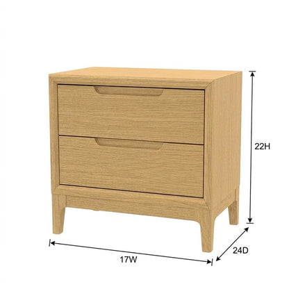 Light Oak Modern Nightstand with Drawer and Mindi Solid Wood Construction