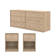 Three-Piece Bedroom Set with Double Dresser and Nightstands, Timeless Design