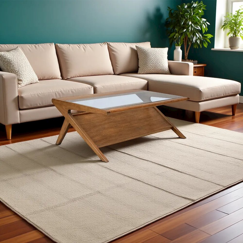 Brown Glass Coffee Table – Elegant Glass Top Coffee Table for Living Room