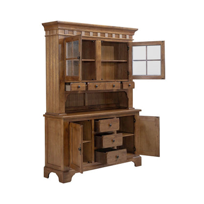 Hutch & Buffet Set in Rustic Oak & Black