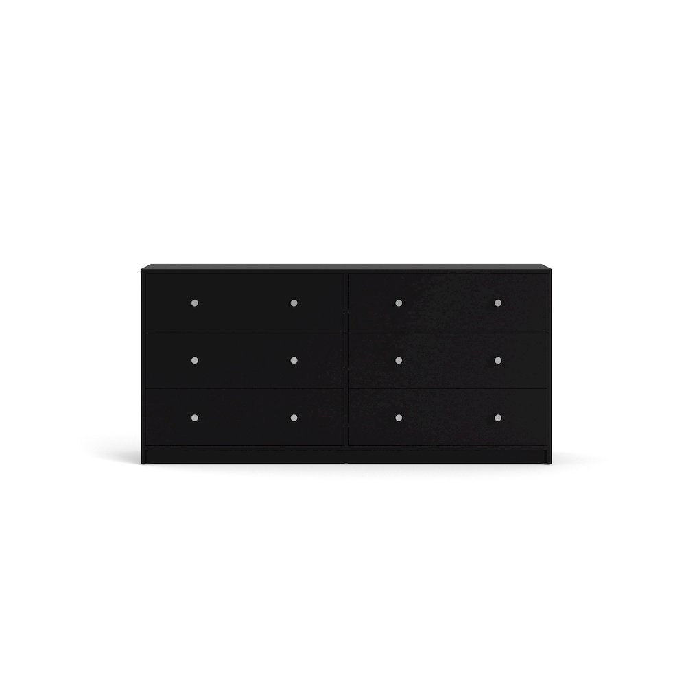 Furnifact Black Dresser for Bedroom – Modern 6 Drawer Dresser with Spacious Storage – Sleek Black Dresser and Bedroom Dresser for Clothes and Essentials