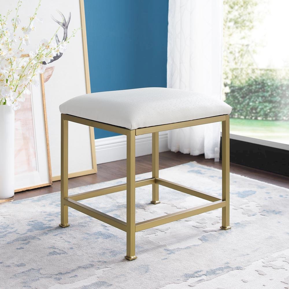 Soft Gold Bedroom Vanity Stool with cushioned seat and sleek design