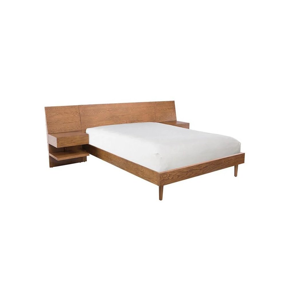King Size Bedroom Set with Platform Bed and Two Matching Nightstands