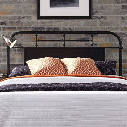 Vintage Series Queen Metal Headboard - Black in Distressed Metal