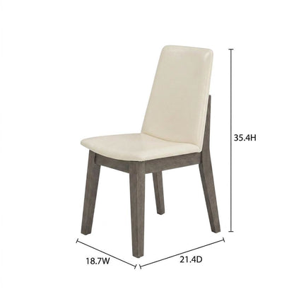 Rubberwood Vegan Leather Dining Chairs, Mid-Century Modern, Set of 2