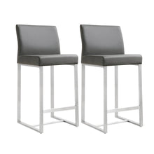 Grey Stainless Steel Counter Stool Set with Fiber-Wrapped Foam Seats