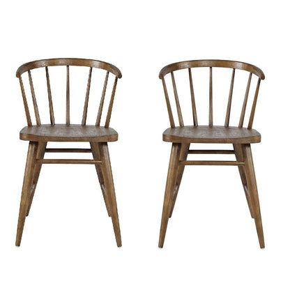 Fitz Traditional Solid Wood Curved Back Spindle Dining Chair (Set of 2)