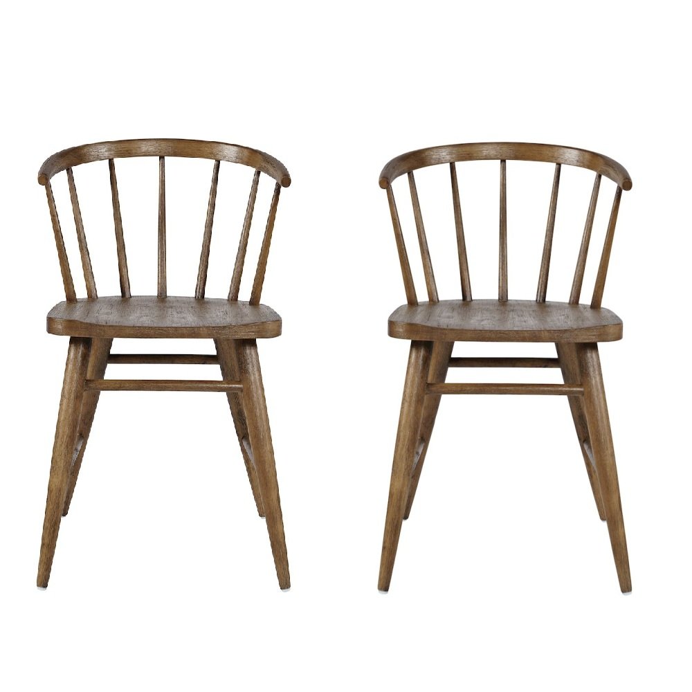 Fitz Traditional Solid Wood Curved Back Spindle Dining Chair (Set of 2)