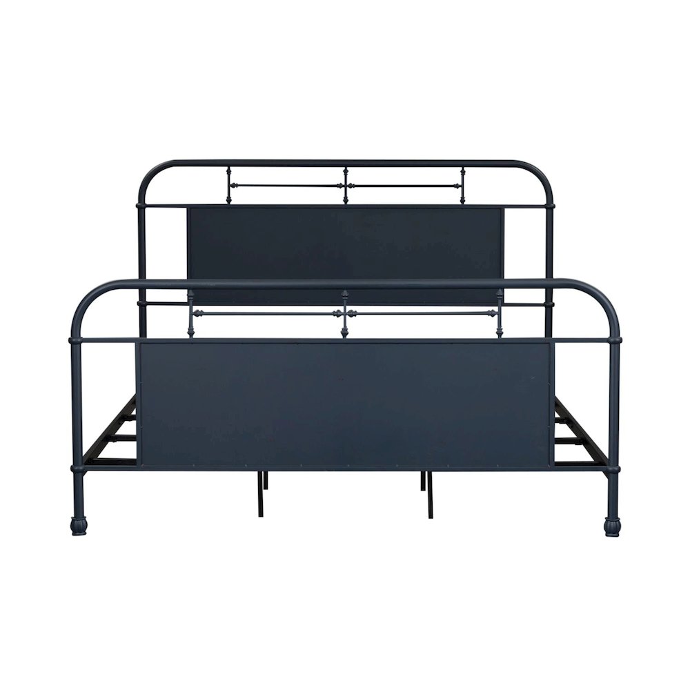 Vintage Series King Metal Bed- Navy in Distressed Metal