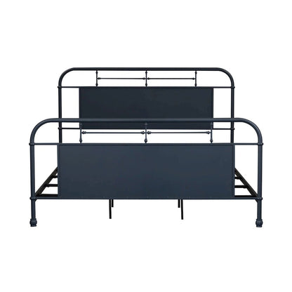 Vintage Series King Metal Bed- Navy in Distressed Metal