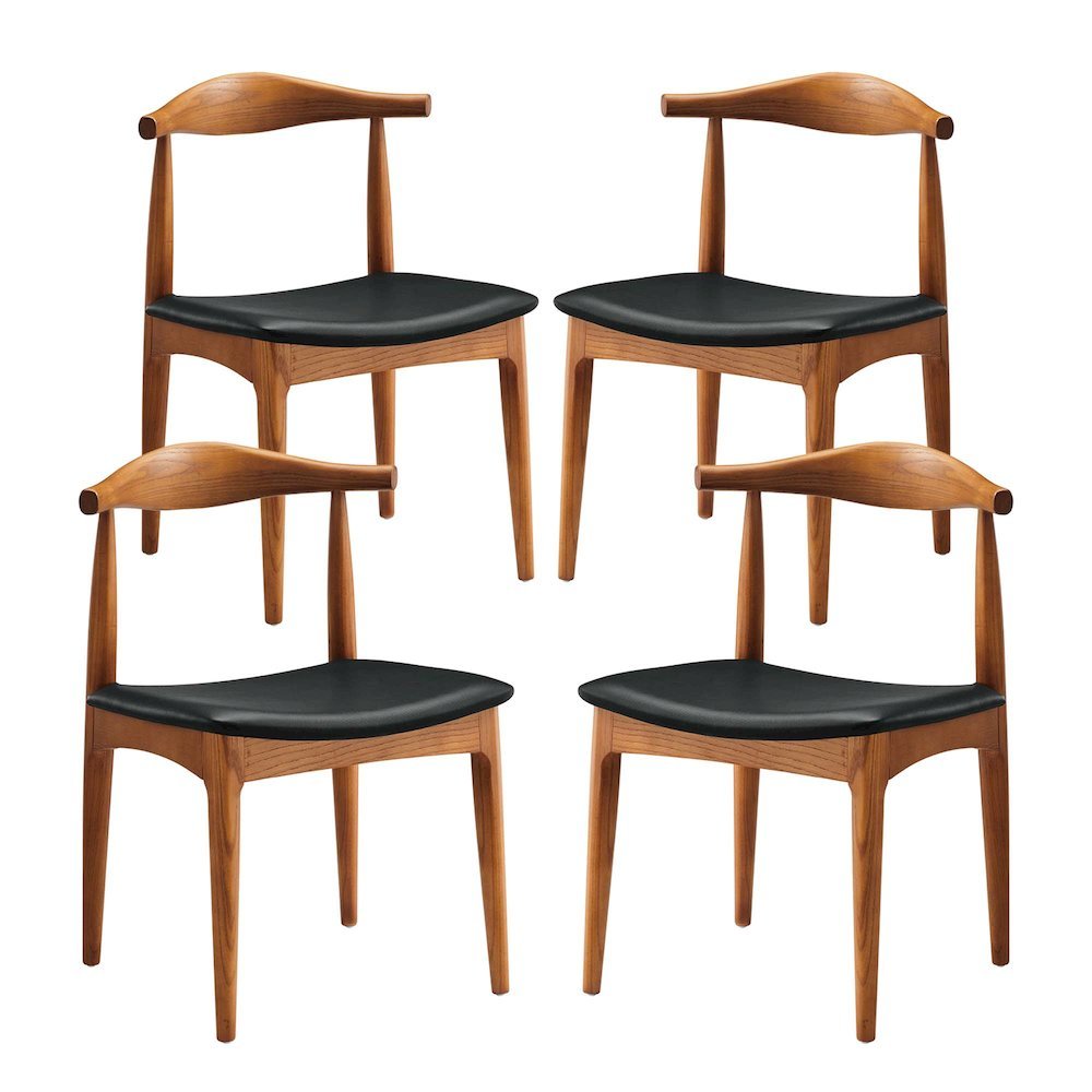 Wooden Dining Chairs for Kitchen and Modern Dining Room Tables, Black, Set of 4